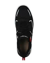 black mesh and synthetic panel sneakers