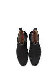 black suede Chelsea boots. 